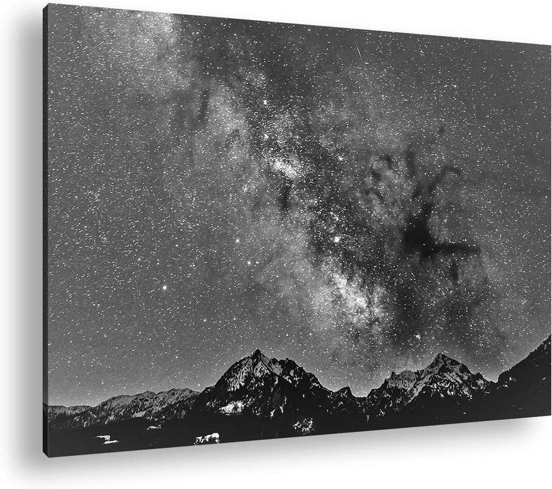 Hoch über den Bergen Effekt: Schwarz&Weiss, Format: 60x40 als Leinwandbild, Motiv fertig gerahmt auf