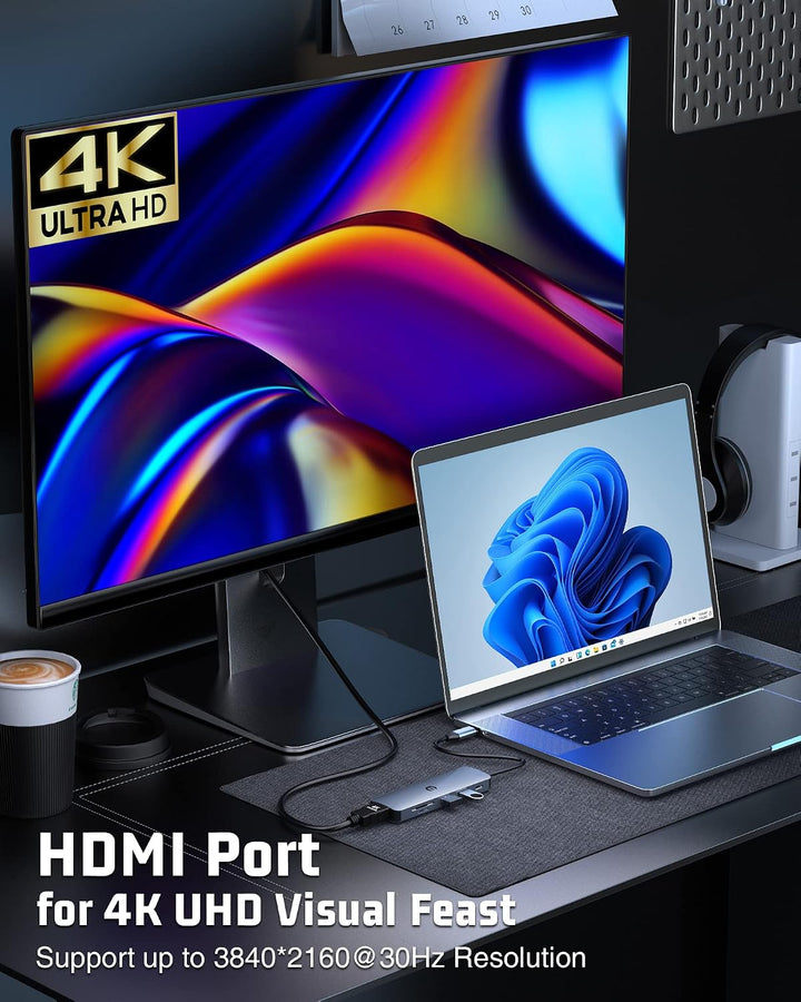 HOPDAY USB C Hub, 6 in 1 USB C Adapter für MacBook Air/Pro, Dual Display 4K HDMI Docking Station HD-