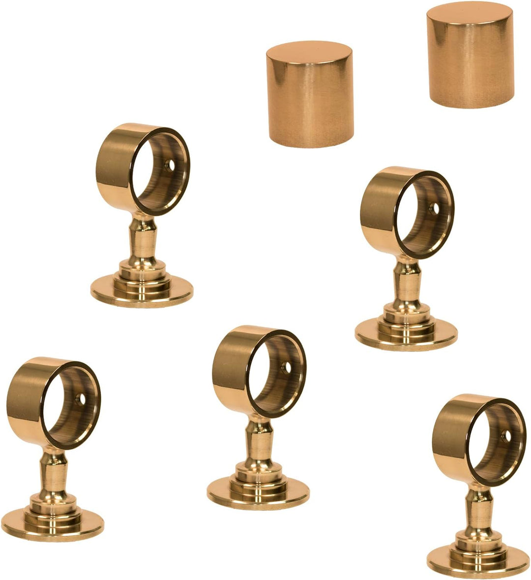 Handlaufseil Set 30mm - bestehend aus 2 Endkappen 5 Seilträger Messing glänzend und 5m "Nature Touch