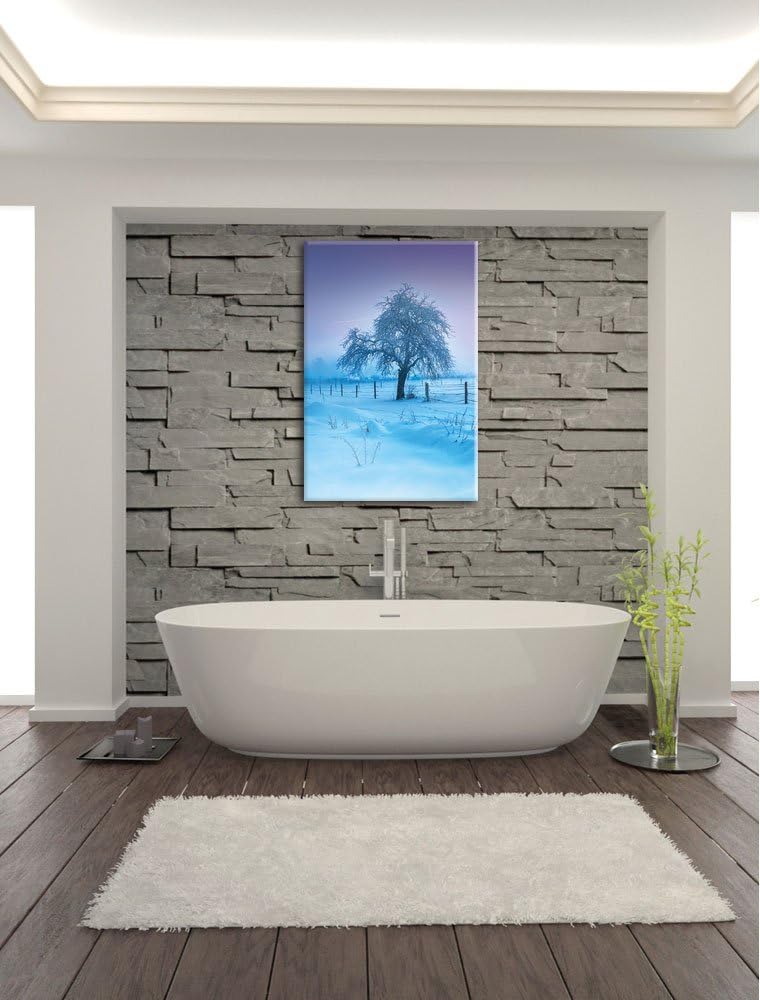 Baum in Winterlandschaft, Format: 100x70 auf Leinwand, XXL riesige Bilder fertig gerahmt mit Keilrah