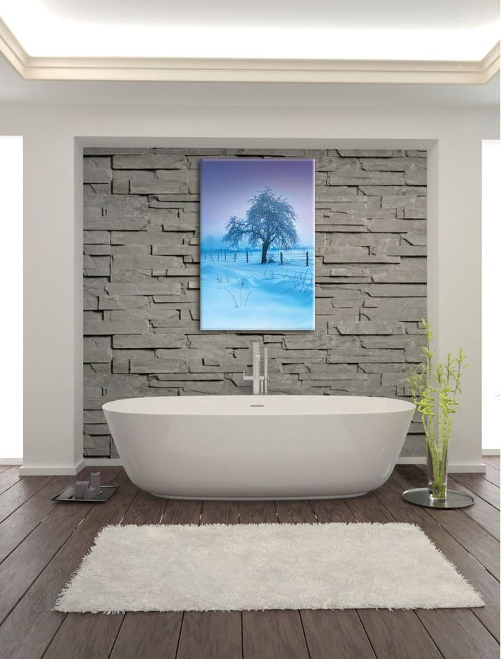 Baum in Winterlandschaft, Format: 100x70 auf Leinwand, XXL riesige Bilder fertig gerahmt mit Keilrah