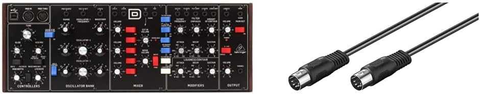 Behringer Legendärer Analog-Synthesizer Modell D, mit 3 VCO-Anschlüssen & Goobay 50020 Audio Stereo