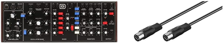 Behringer Legendärer Analog-Synthesizer Modell D, mit 3 VCO-Anschlüssen & Goobay 50020 Audio Stereo