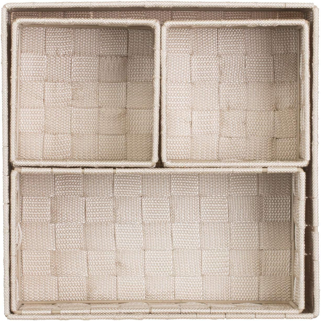 Brandsseller 4er Set Aufbewahrungsboxen - 28x28x10 cm, 26x13x9 cm, 13x13x9 cm (2x) – eckige Regalkör
