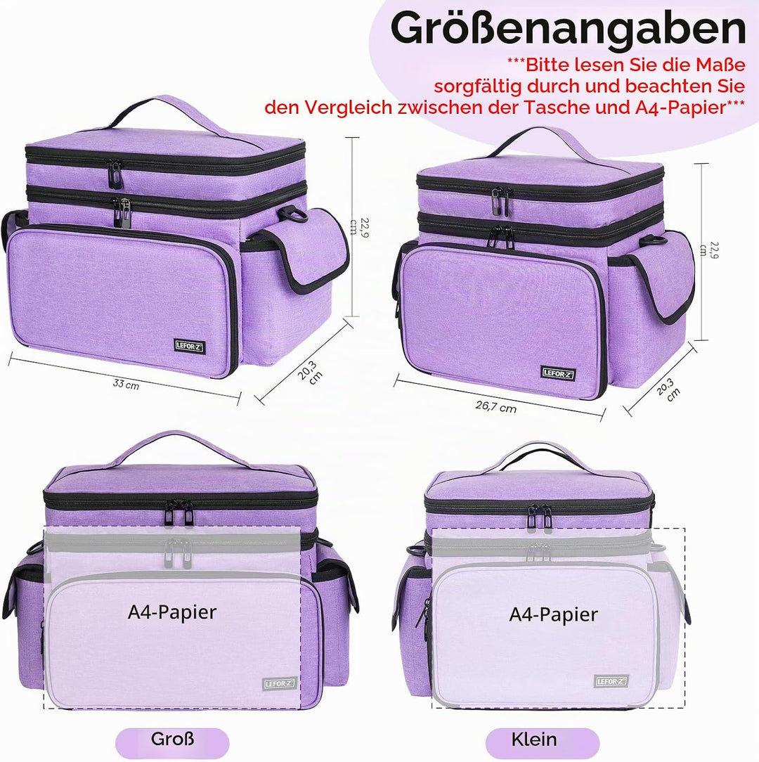 Grosser Nähkasten mit Nähtaschen, Nähzubehör, Garnaufbewahrung, Nadelbehälter, violett, XL, Modern V