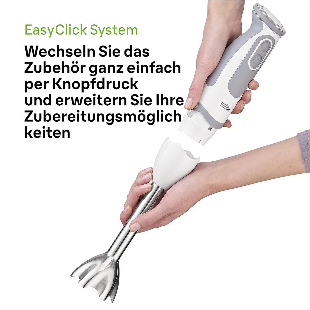 Braun Stabmixer MQ 5200WH - MultiQuick 5 Vario Pürierstab mit Edelstahl Mixfuss, 1000 Watt, inkl. 60