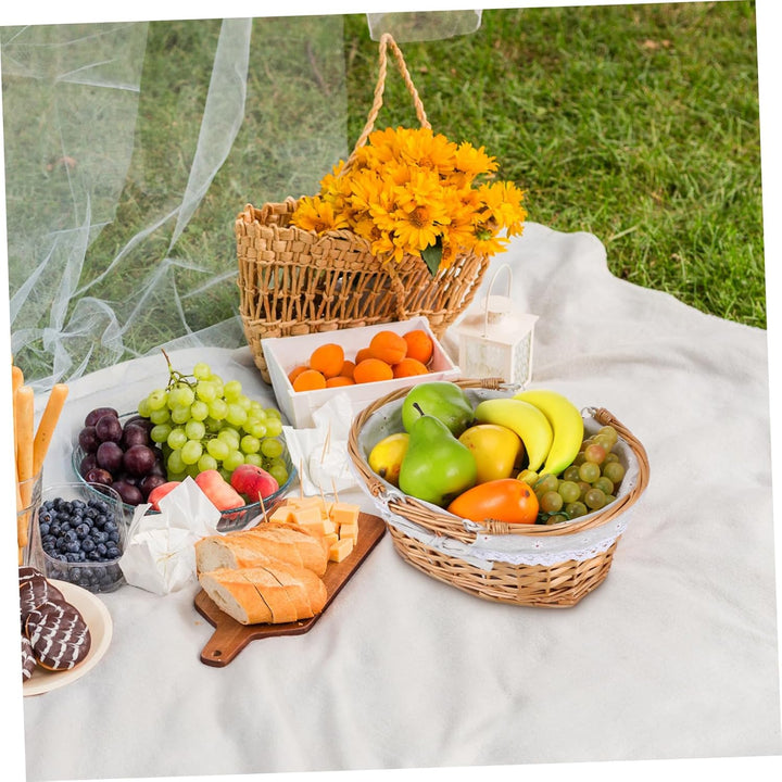 Toddmomy Weidenkorb mit Henkel, Geflochtener Picknickkorb aus Natur-Weide, Handgearbeiteter Einkaufs