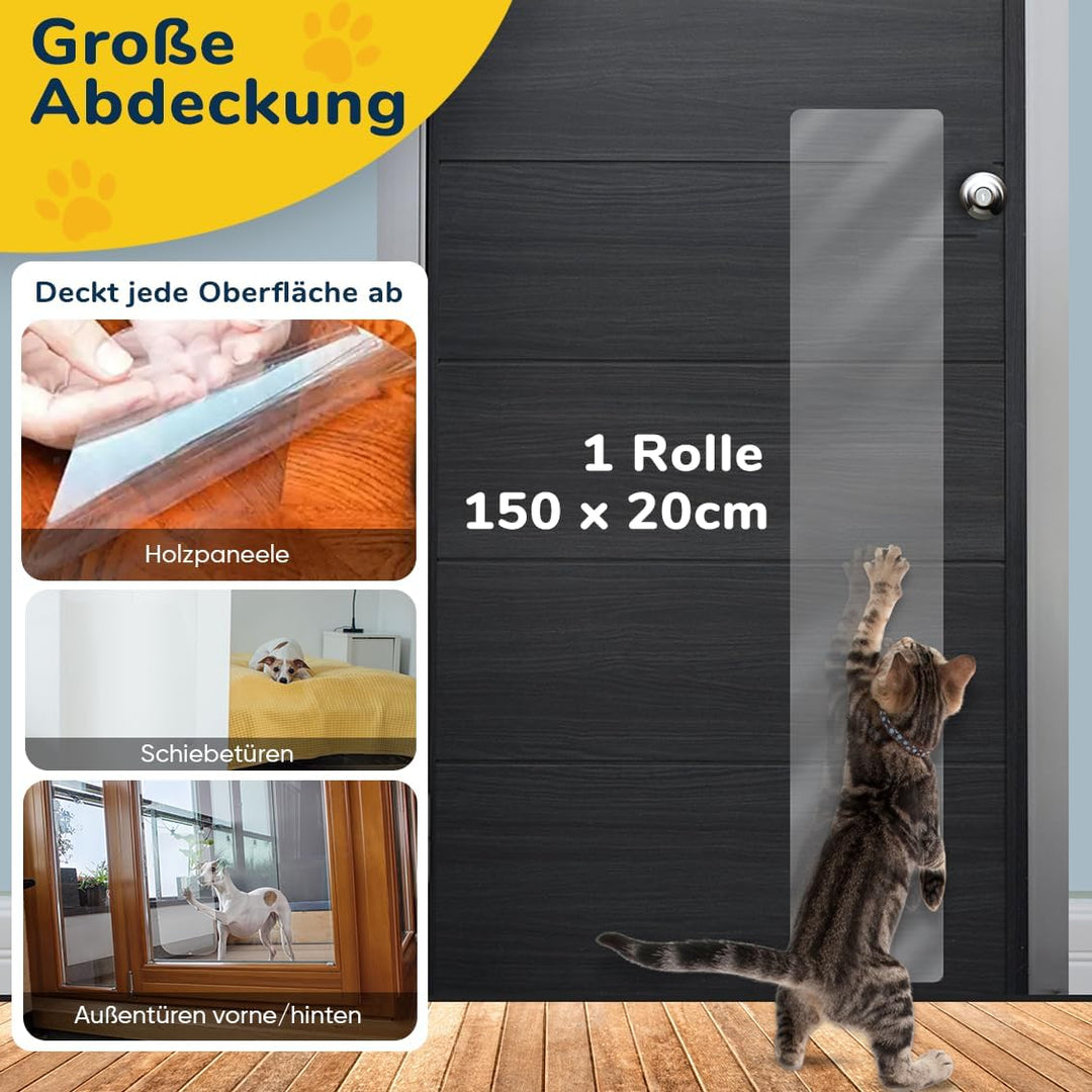 PROTECTO Tier - Kratzschutz mit Cuttermesser – 150 x20 cm Schutz für Türen + Holz & Möbel vor Hunden