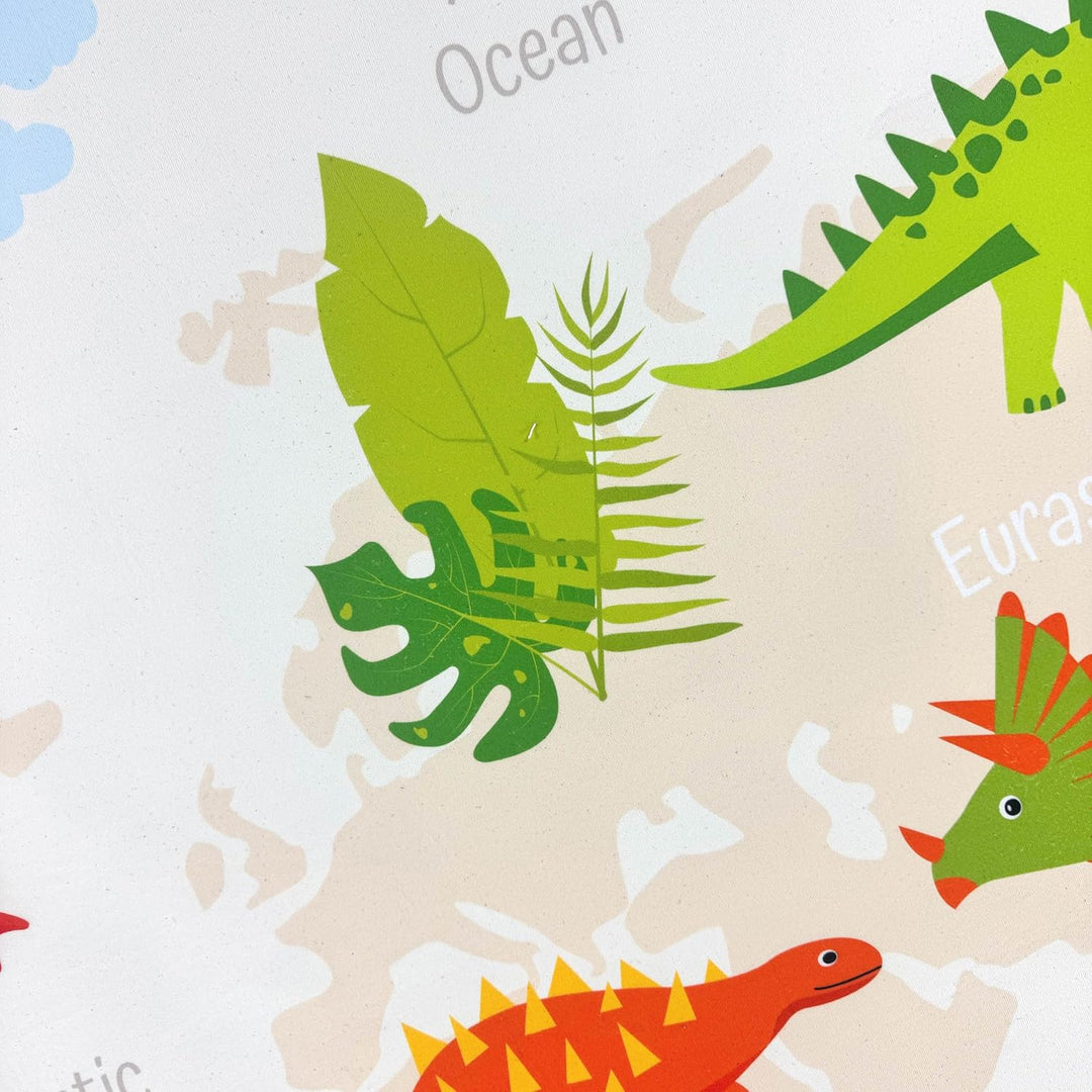 Teppich-Traum Teppich Rund Kinderzimmer Dino-Landschaft mit Pflanzen und Kontinenten rutschfest flac