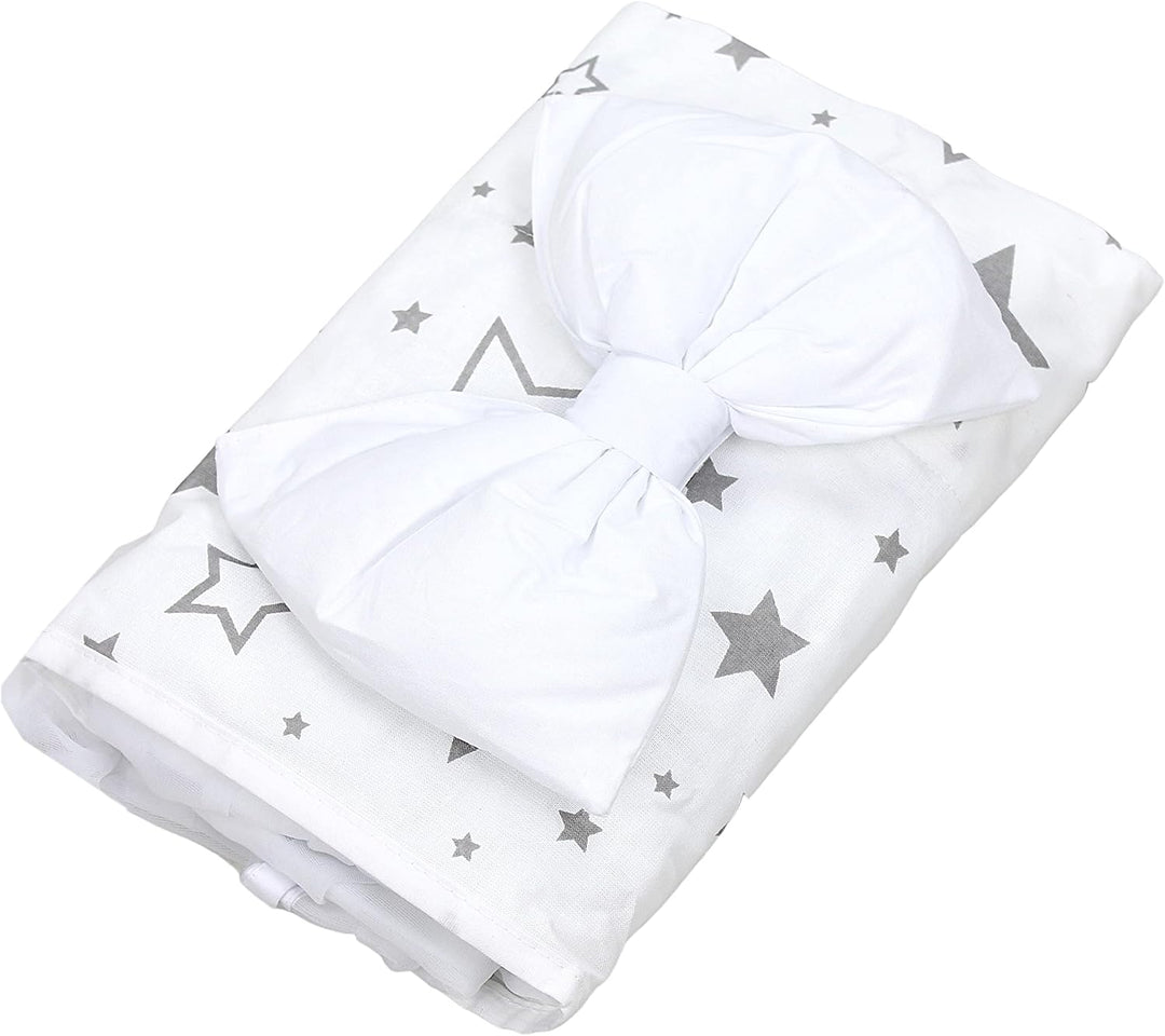 TupTam Babybett Himmel mit Schleife Transparent, Farbe: Sterne Grau/Weiss, Grösse: ca. 170x240 cm H1