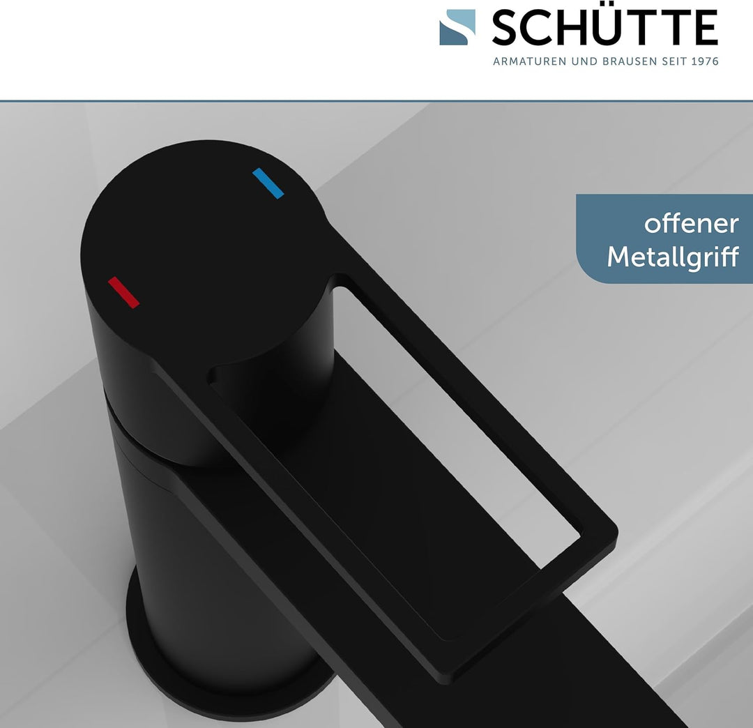 SCHÜTTE Waschtischarmatur MANHATTAN 33016, Wasserhahn Bad mit Ablaufgarnitur, Armatur Badezimmer, Ei