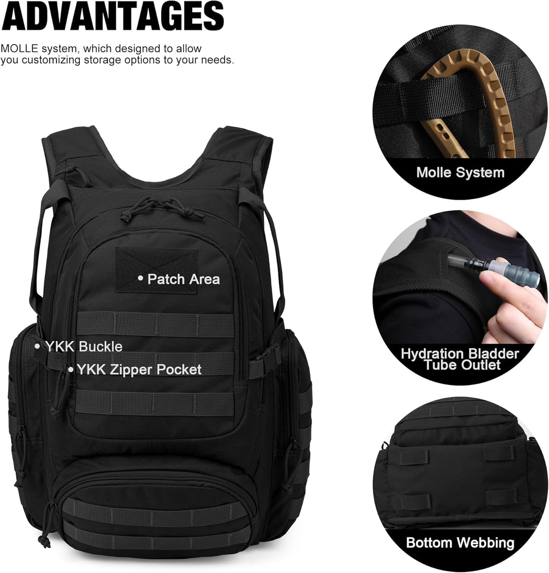 Mardingtop Taktischer Rucksack 25L Herren Militär Wander Trekking Schultasche Bundeswehr Survival Fa