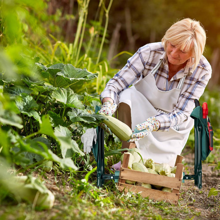 Relaxdays, grün Kniebank, weiches Kniekissen, 2 Taschen, klappbar, Kniehilfe Gartenarbeit, bis 150 k