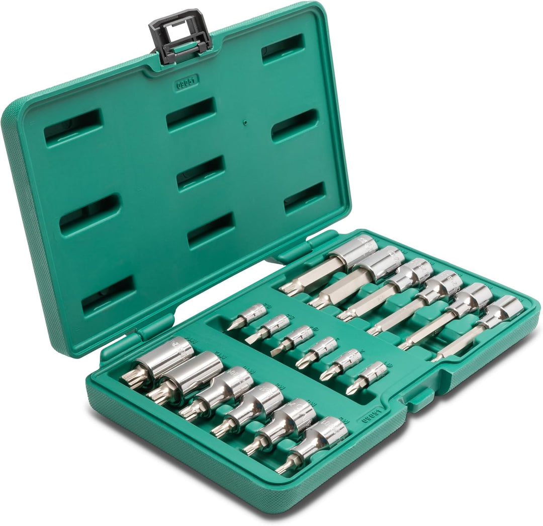 SATA ST09051SJ Bit Steckschlüssel, Stecknuss Satz 1/4"/6,35 mm und 1/2"/ 12,7 mm, Schlitz und Kreuzs