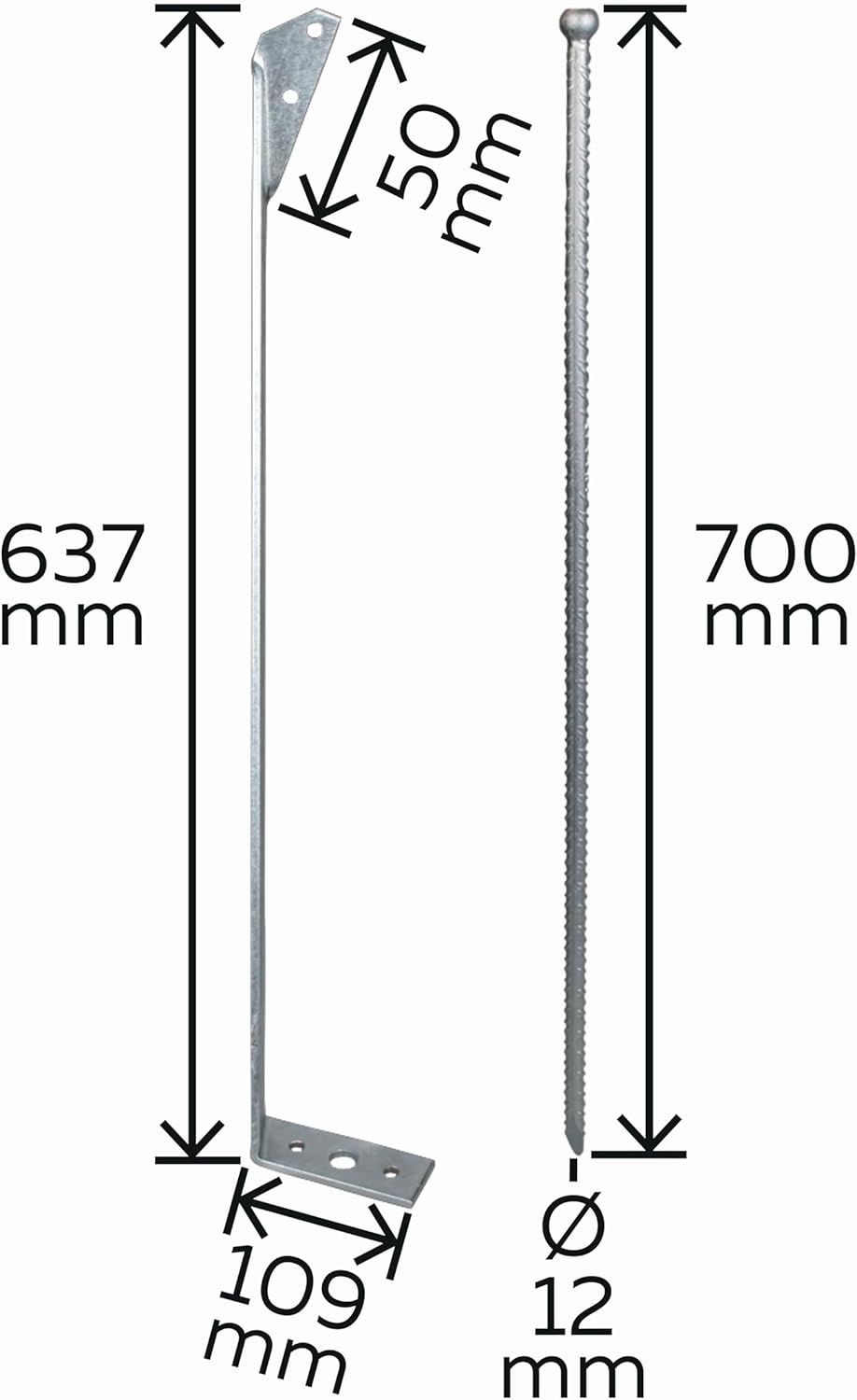 Alberts 215484 Sturmanker mit Erddorn | feuerverzinkt | Gesamthöhe: 637 mm | 2er Set
