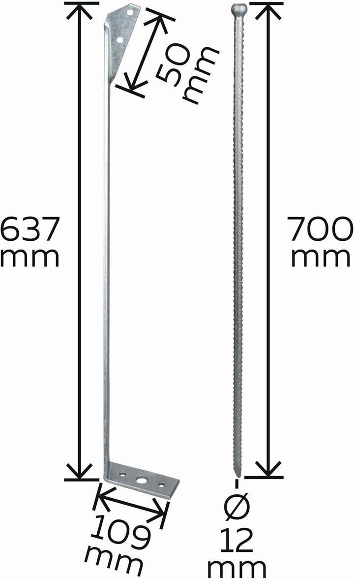 Alberts 215484 Sturmanker mit Erddorn | feuerverzinkt | Gesamthöhe: 637 mm | 2er Set