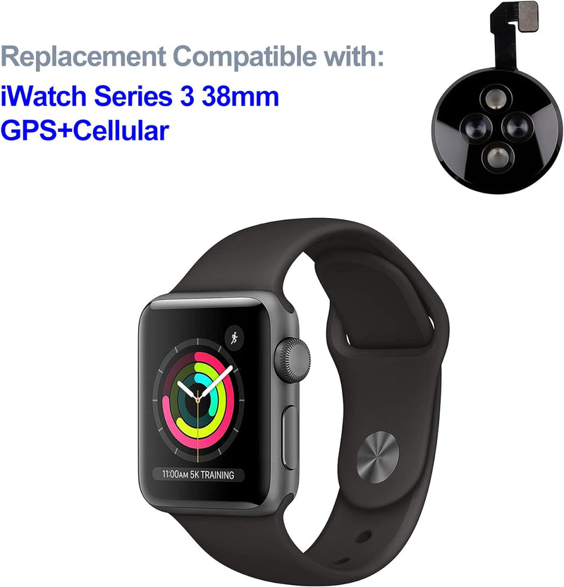 SWARK Back Cover Glass Heart Rate Part Compatible with Apple Watch Series 3 38mm (Cellular/LTE+GPS)(