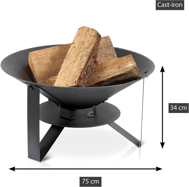Barbecook Feuerschale für den Garten aus Gusseisen, gartendeko, schwarz, 60x60x33cm 60 cm, 60 cm