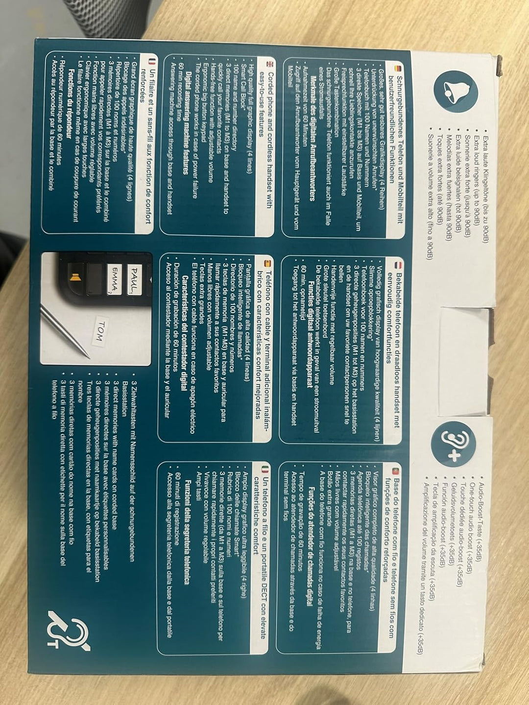 Amplicomms BigTel 1580 Combo DECT Grosstasten Telefon, Anrufbeantworter, zusätzliches Mobilteil, Aud