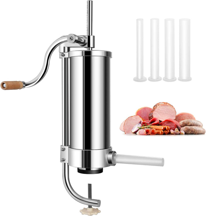 GOPLUS Wurstfüller aus Edelstahl, Wurstfüllmaschine Wurstmaschine Manuell, Wurstpress mit 4 verschie