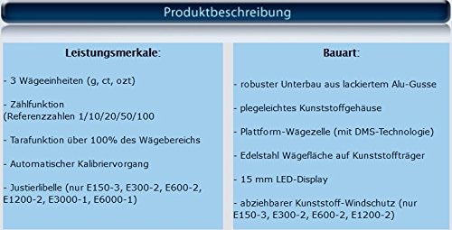 G&G E-Tischwaage, Versionsauswahl bis max 6000g, ab 0,005g Schritte, Stabile Ausführung (Metall-Unte