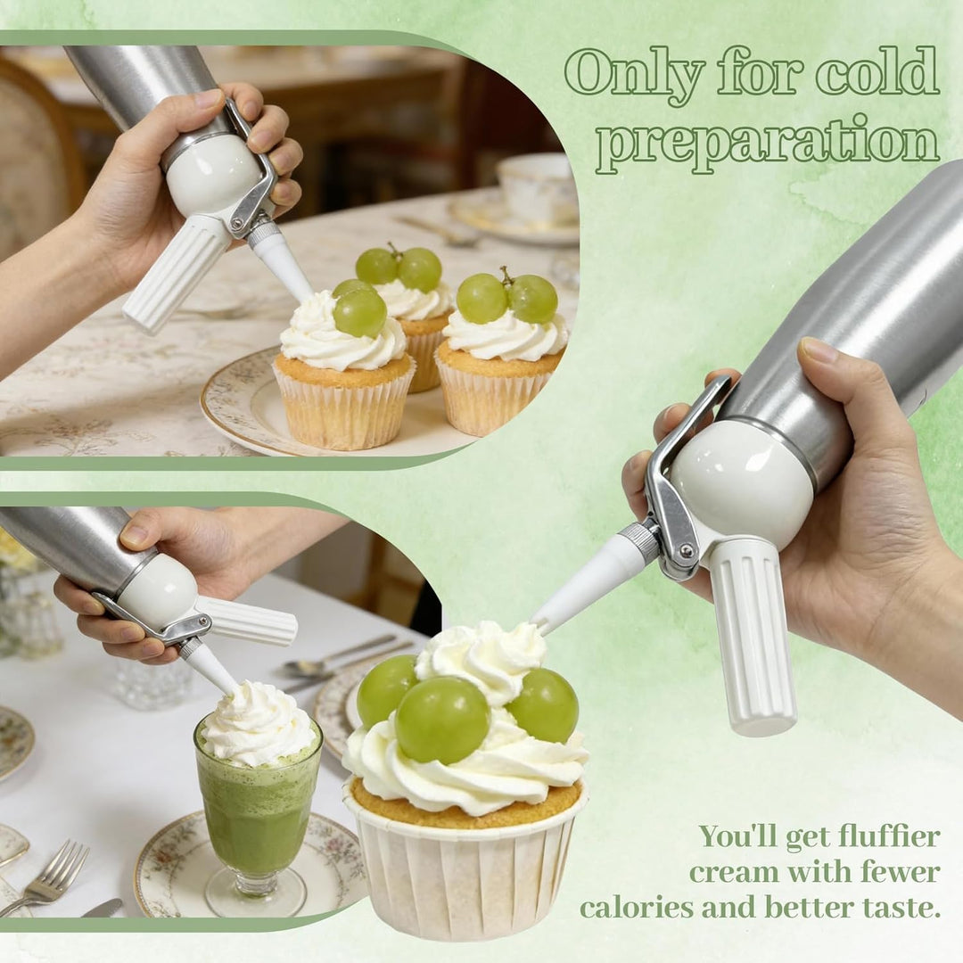 Sahnespender, Sahnesyphon, Sahnespender Edelstahl 500mL, Espuma Flasche, für Sahne, Mousses, Dessert
