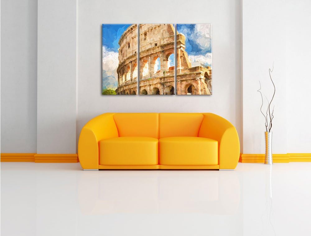 Pixxprint Kolosseum in Rom als Leinwandbild/Grösse: 3 Teilig (120x80) cm/Wandbild/Kunstdruck/fertig