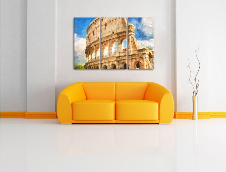 Pixxprint Kolosseum in Rom als Leinwandbild/Grösse: 3 Teilig (120x80) cm/Wandbild/Kunstdruck/fertig