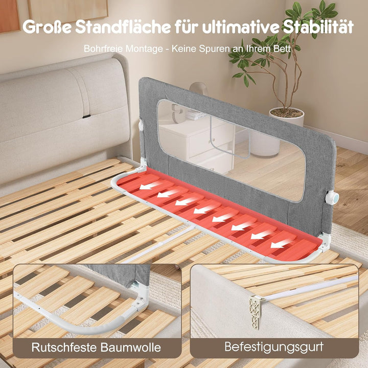 Kinder Rausfallschutz 120cm, Zusammenklappbar, Stabiler Grossrahmen, Anti-Kollisions-Design, einfach