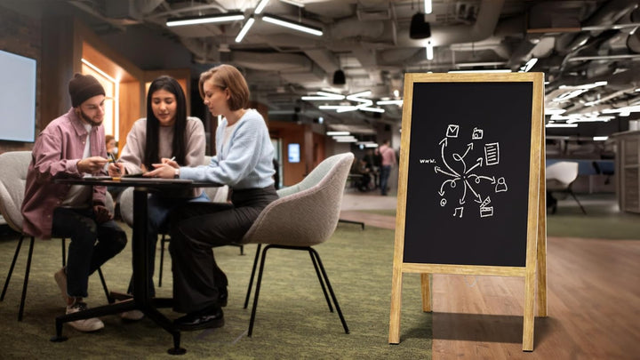 ALLboards Kundenstopper mit naturlackierten Holzrahmen 118x61cm, Werbetafel, Gehwegaufsteller, Aufst