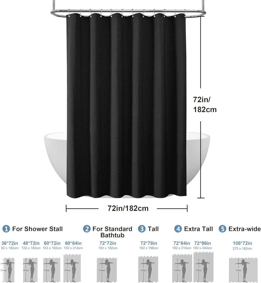 Duschvorhang Leinen mit Metall Duschvorhangringe Stoff Textil Badewannenvorhang Anti Schimmel Bad Vo