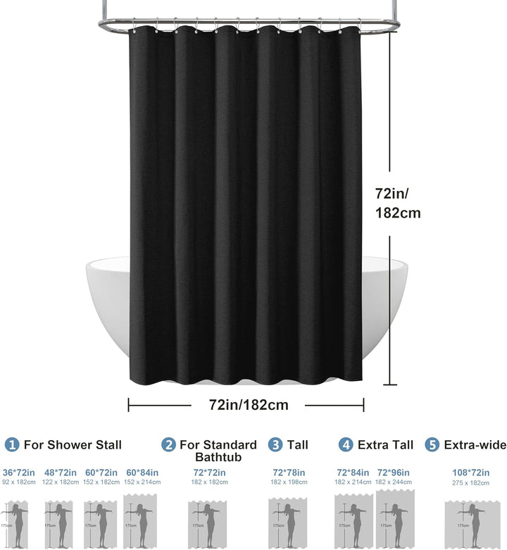 Duschvorhang Leinen mit Metall Duschvorhangringe Stoff Textil Badewannenvorhang Anti Schimmel Bad Vo