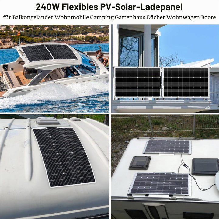 【240W 12V Flexible Solarmodule】DERUXI 2x120W Solarpanel Camping 12V: 120W*2pcs Flexibles Solar Panel