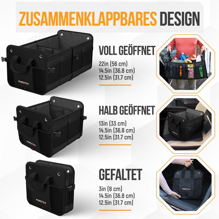 FORTEM Kofferraum Organizer, Kofferraumtasche, Zusammenklappbarer Auto Organizer Kofferraum mit Fäch