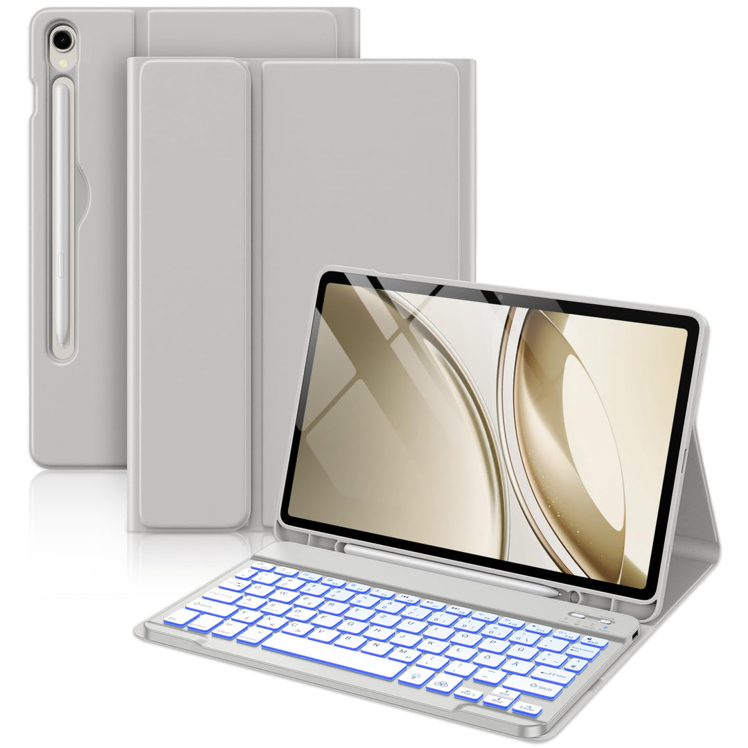 Vobafe Tastatur Hülle für Samsung Galaxy Tab S10 Lite/S10 FE/S9 FE 10.9 Zoll/Tab S9 11 Zoll, 7-Farbe