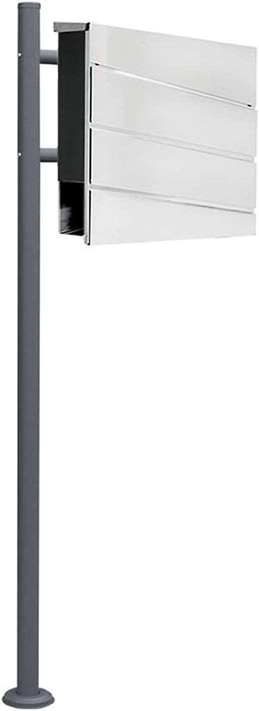 Edelstahl Briefkasten Set Standbriefkasten Ständer Zeitungsrolle Freistehend Zweifarbig Anthrazit V2