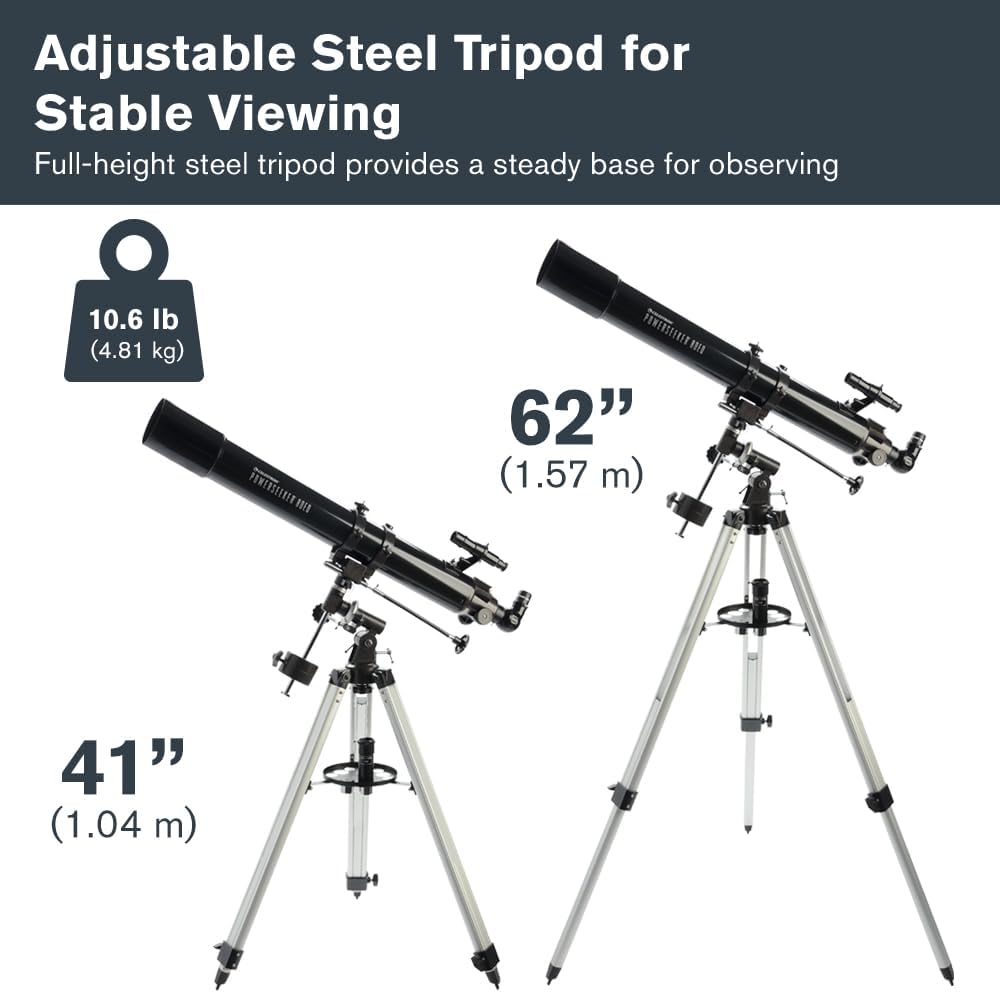 Celestron 21048 PowerSeeker 80EQ Refraktor-Teleskop - mit Zwei Okularen, seitenrichtigem Spiegel, Ei