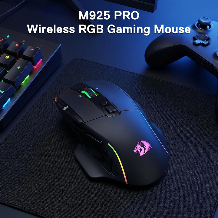 Redragon M925 PRO Kabellose Gaming-Maus, 26.000 DPI Optisch RGB Maus 10 programmierbaren Tasten, ult