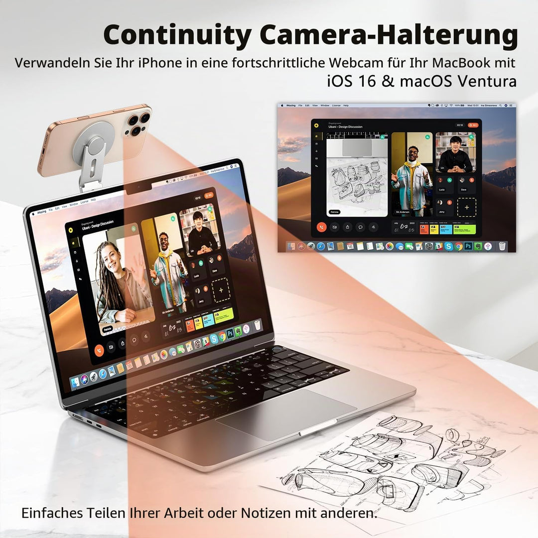 Magnetische Laptop Handy Ständer [110° Faltbar & 180° Einstellbare], Metall Handyhalterung Kompatibe