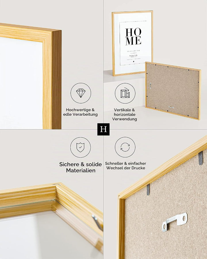 Heimlich® Doppelpack (2 STK.) Bilderrahmen DIN A3 Holz Natur | Bilderrahmen Holz | Natur DIN A3 (11.