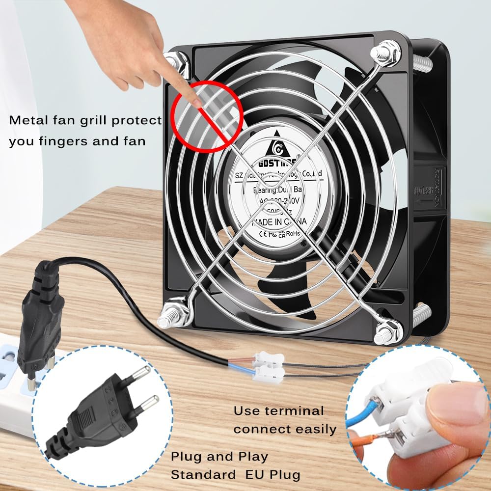 GDSTIME AC Lüfter 220V 120mm lüfter 120mm x 38mm lüfter 230V Axialkühl lüfter 12038 Dual Kugellager