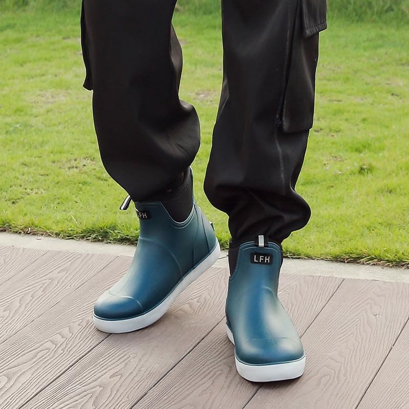Rumkok Gummistiefel Herren Halbhoch, Grundlegend Wasserdicht Atmungsaktiv Stiefeletten, Anti-Rutsch