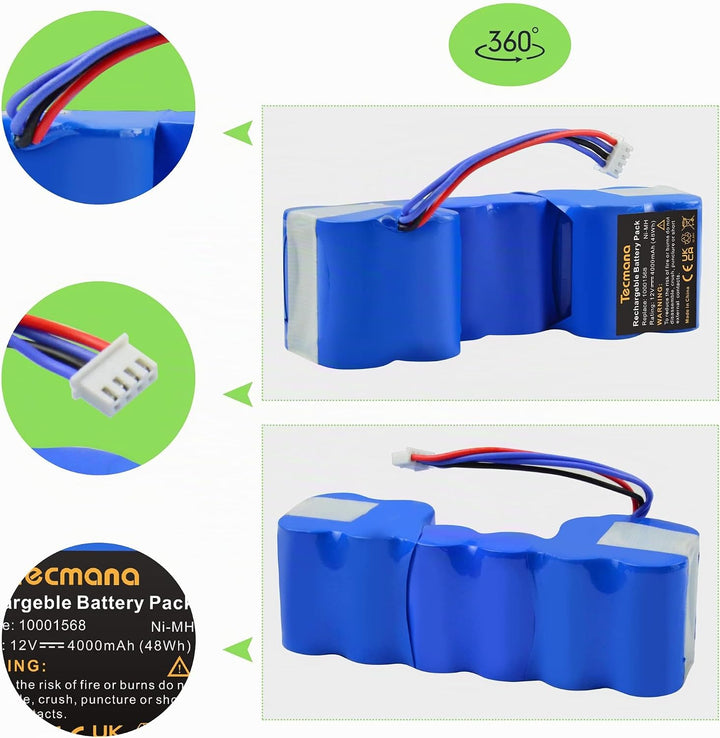 12V 4000mAh Ersatzakku für ECOVACS Deebot 900, 700, M88, DE33, DE35, DG710, DG716 OZMO 610, 901, 902