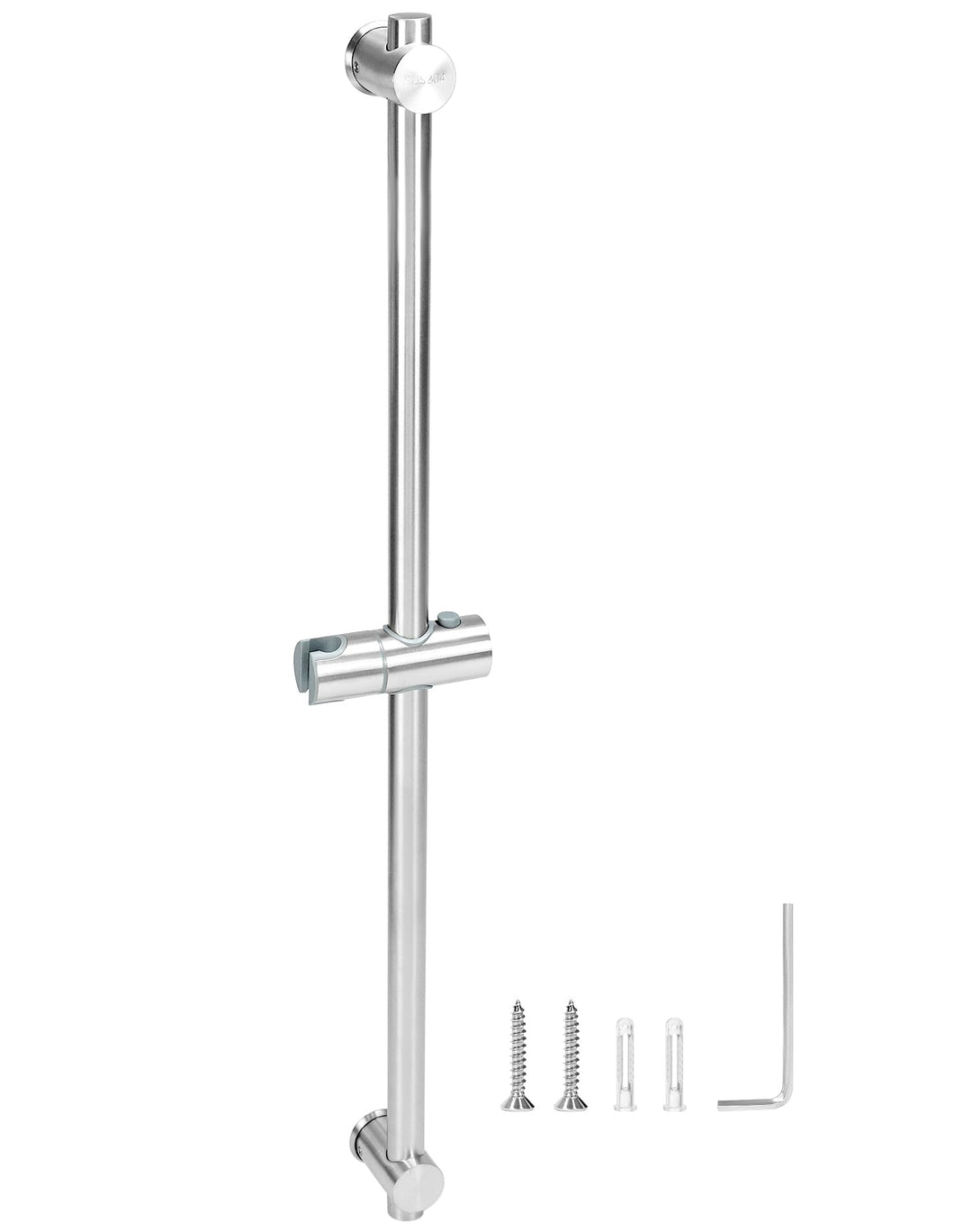 QWORK® 80cm Duschstange mit Flexibler Duschkopfhalterung - Edelstahl SUS 304 - Gebürstetes Finish -