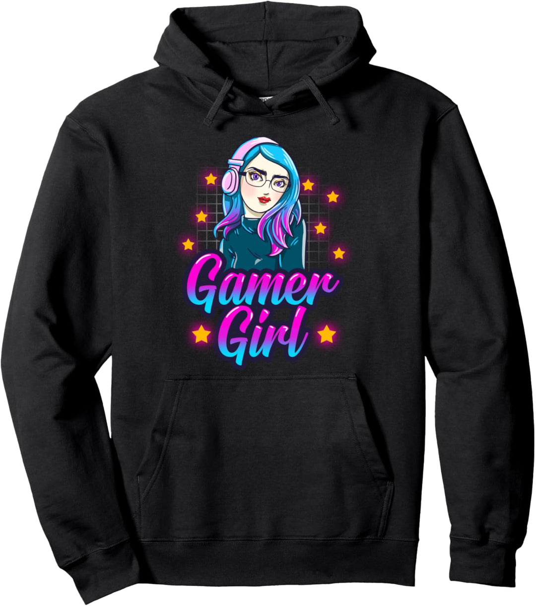 Gamer Girl Anime Retro Video Game Hobbies Women Player Gift Pullover Hoodie