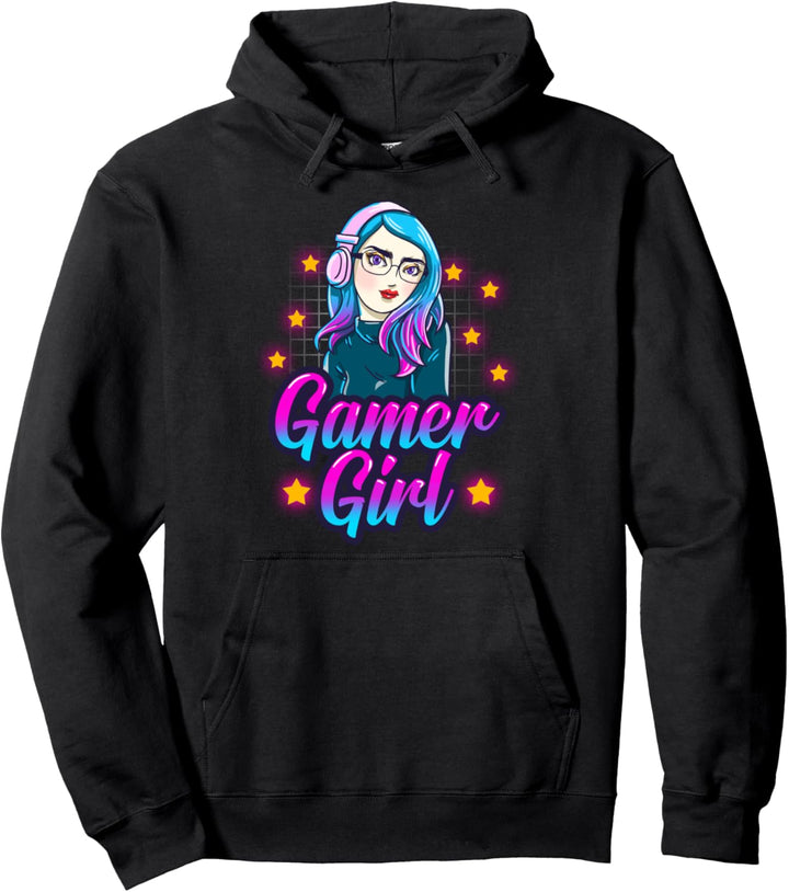 Gamer Girl Anime Retro Video Game Hobbies Women Player Gift Pullover Hoodie