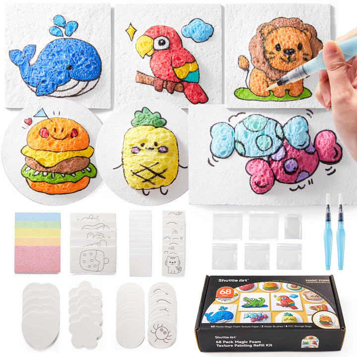 Shuttle Art 68 Stück Magic Puffy Paint Nachfüllung Set, Schaum Textur Malset für Kinder, 3d Schaumst