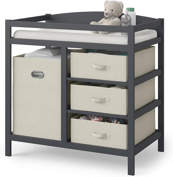 Vicco Wickelkommode Nunjo, Anthrazit, 85 x 87 cm mit Stoffschubladen