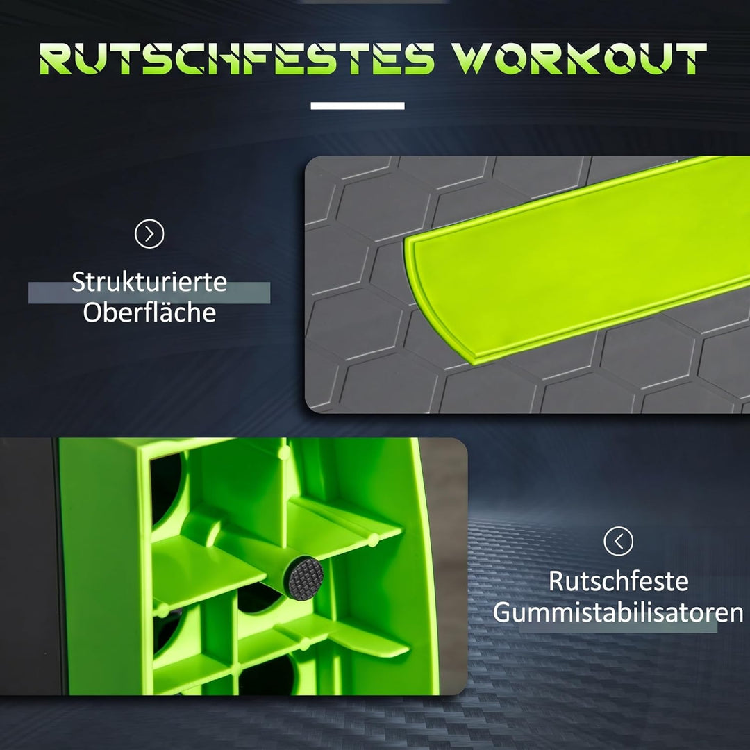 HOMCOM Aerobic-Stepper Steppbrett höhenverstellbar Fitness Heimtrainer mit 3 Stufen (10/15/20 cm) In