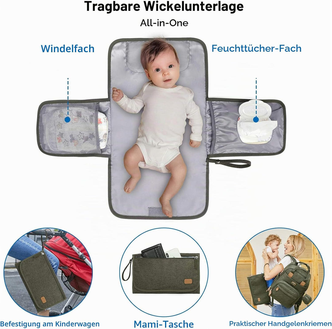 Wickeltasche Rucksack - Dikaslon Grosser Wickelrucksack mit Multifunktions-Babytaschen, Armeegrün